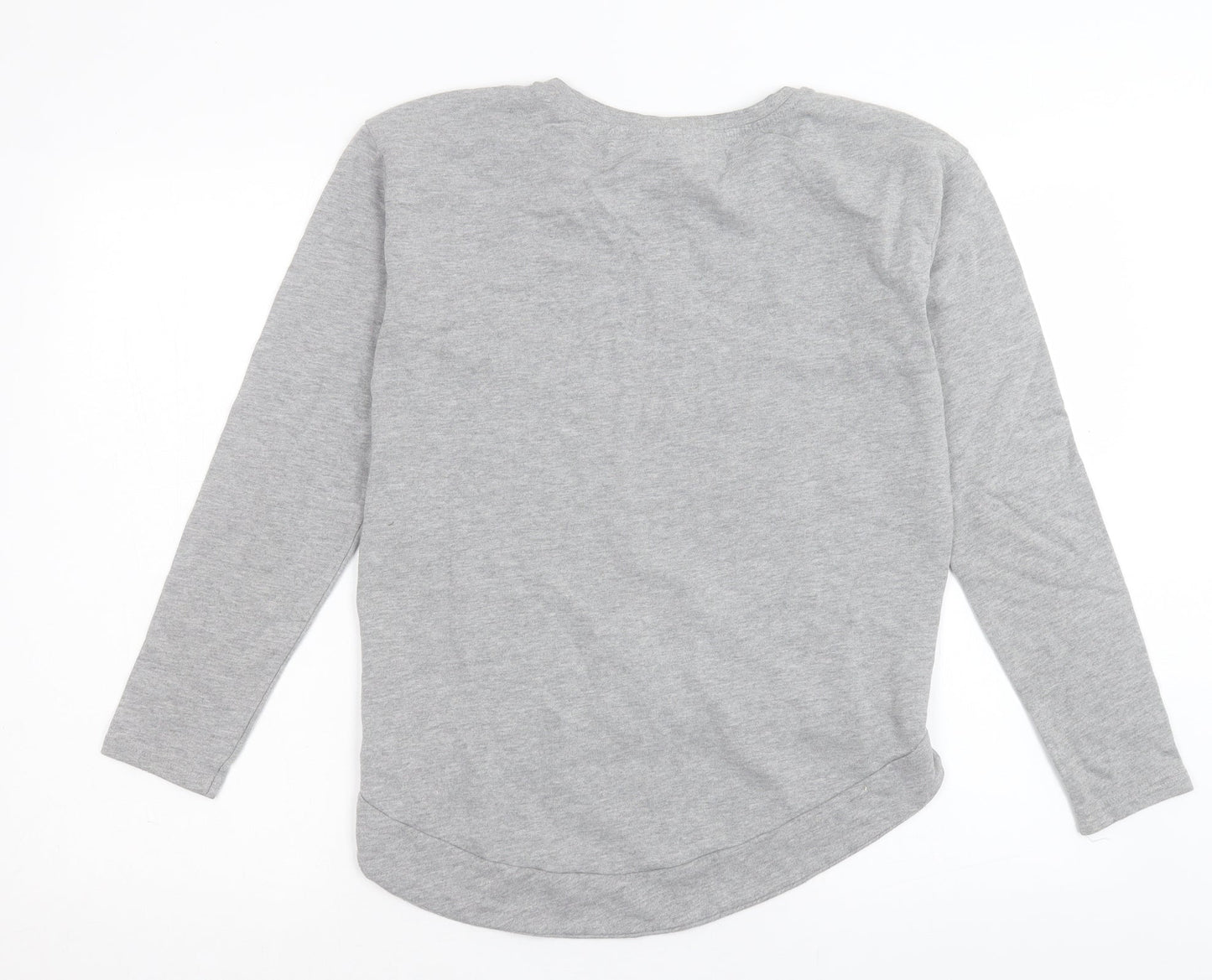 H&M Womens Grey Cotton Pullover Sweatshirt Size 10 Pullover - Distressed