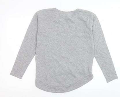 H&M Womens Grey Cotton Pullover Sweatshirt Size 10 Pullover - Distressed