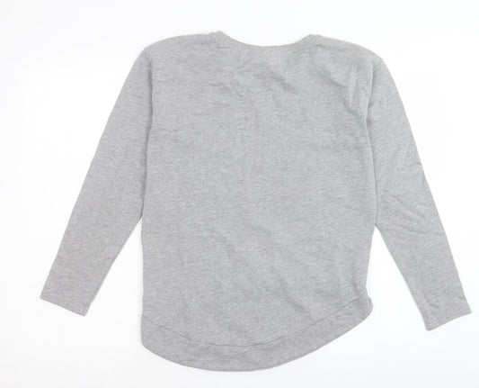 H&M Womens Grey Cotton Pullover Sweatshirt Size 10 Pullover - Distressed