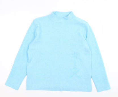 4 Me Womens Blue High Neck Acrylic Pullover Jumper Size M