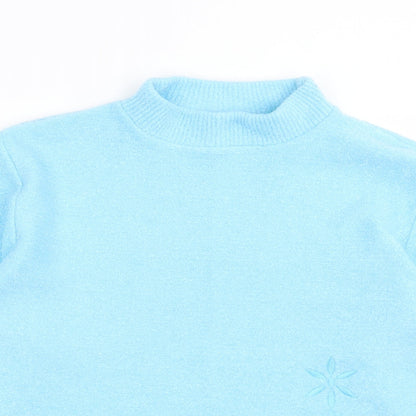 4 Me Womens Blue High Neck Acrylic Pullover Jumper Size M