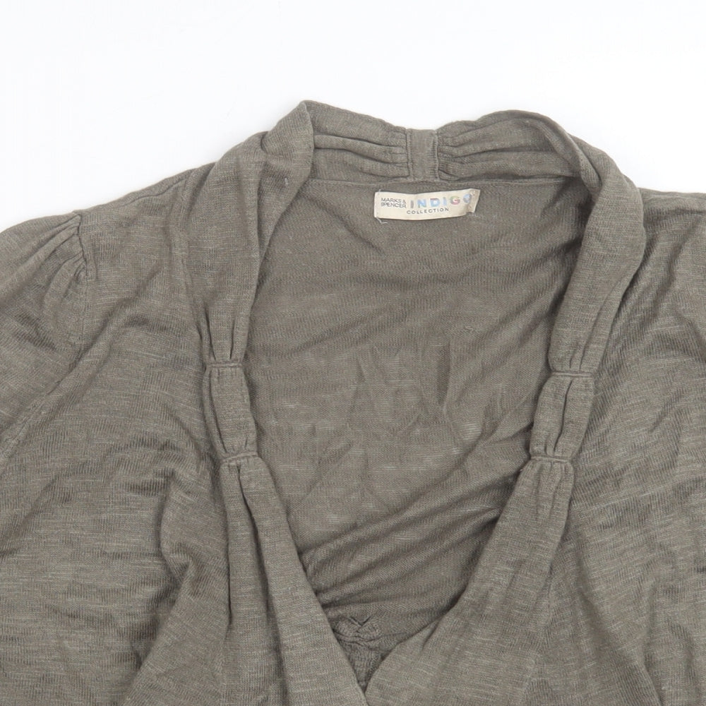 Womens UK Size 14 Indigo Green Cardigan Jumper