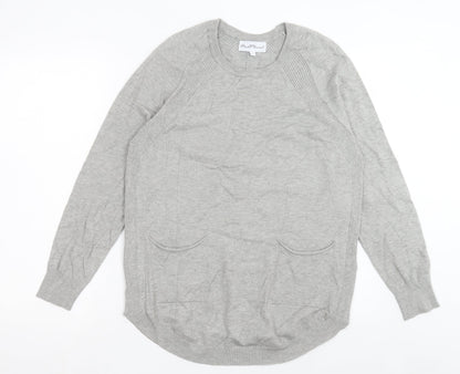 Womens UK Size S Mud Flowers Grey Pullover Jumper