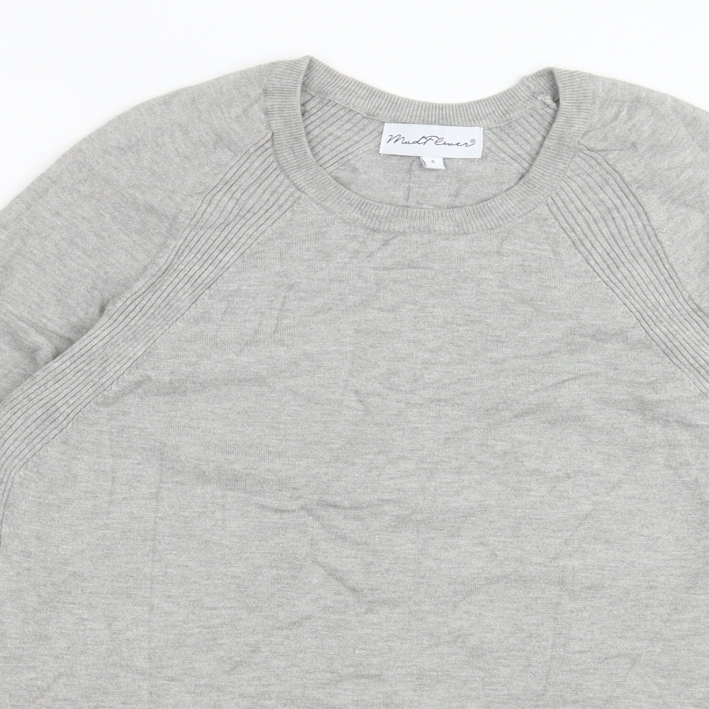 Womens UK Size S Mud Flowers Grey Pullover Jumper