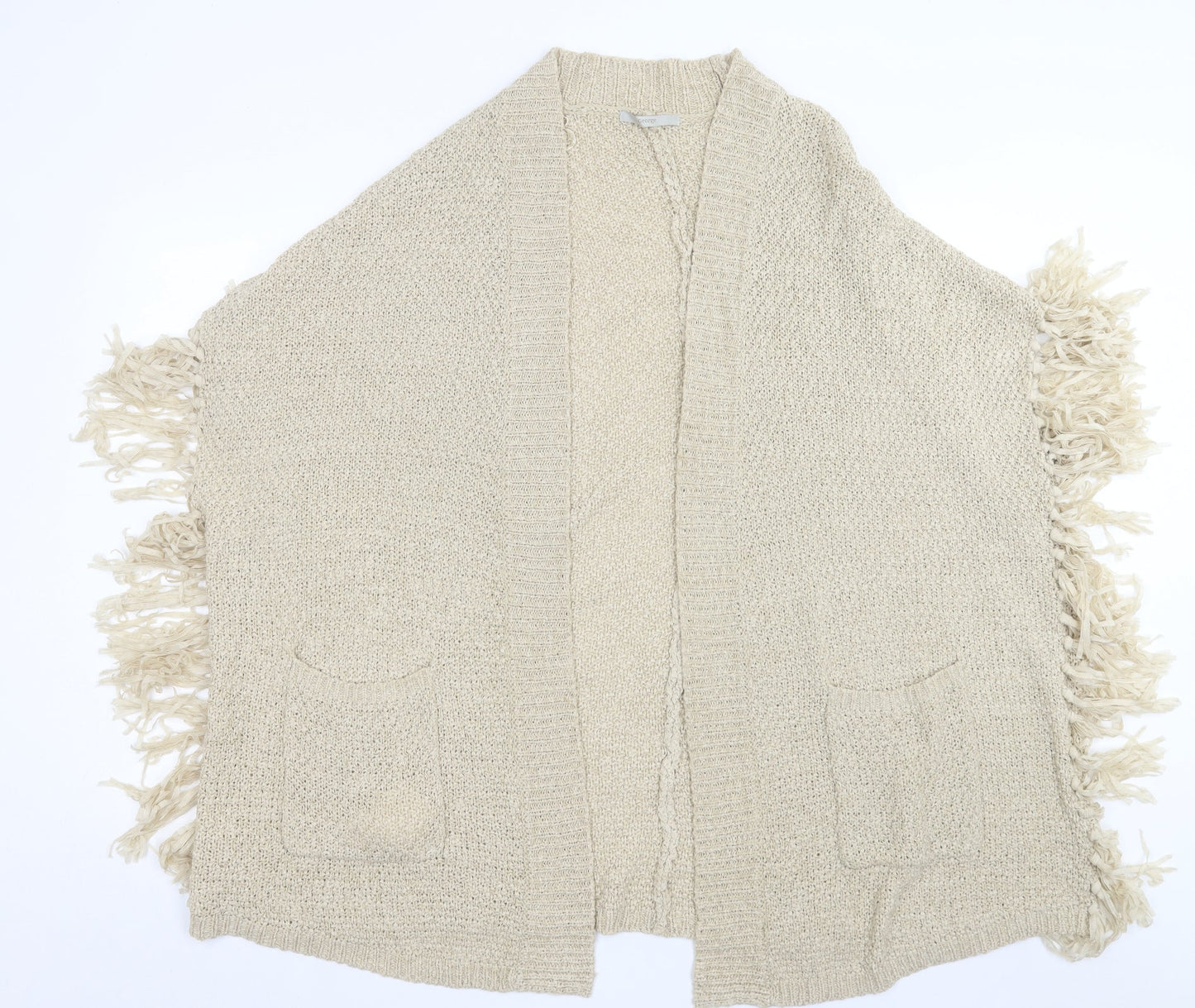 George Womens Beige V-Neck Acrylic Cardigan Jumper Size L