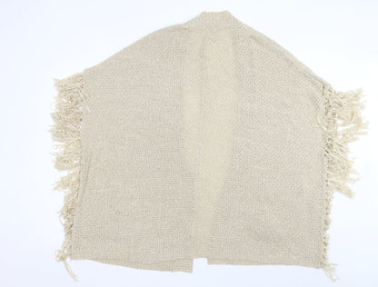 George Womens Beige V-Neck Acrylic Cardigan Jumper Size L