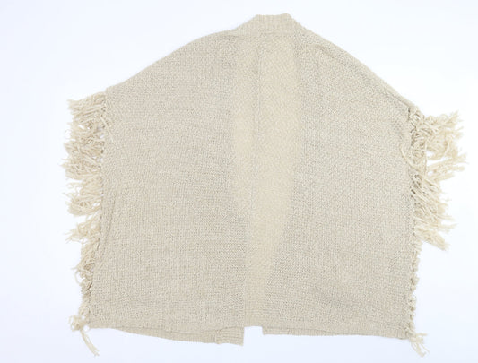 George Womens Beige V-Neck Acrylic Cardigan Jumper Size L