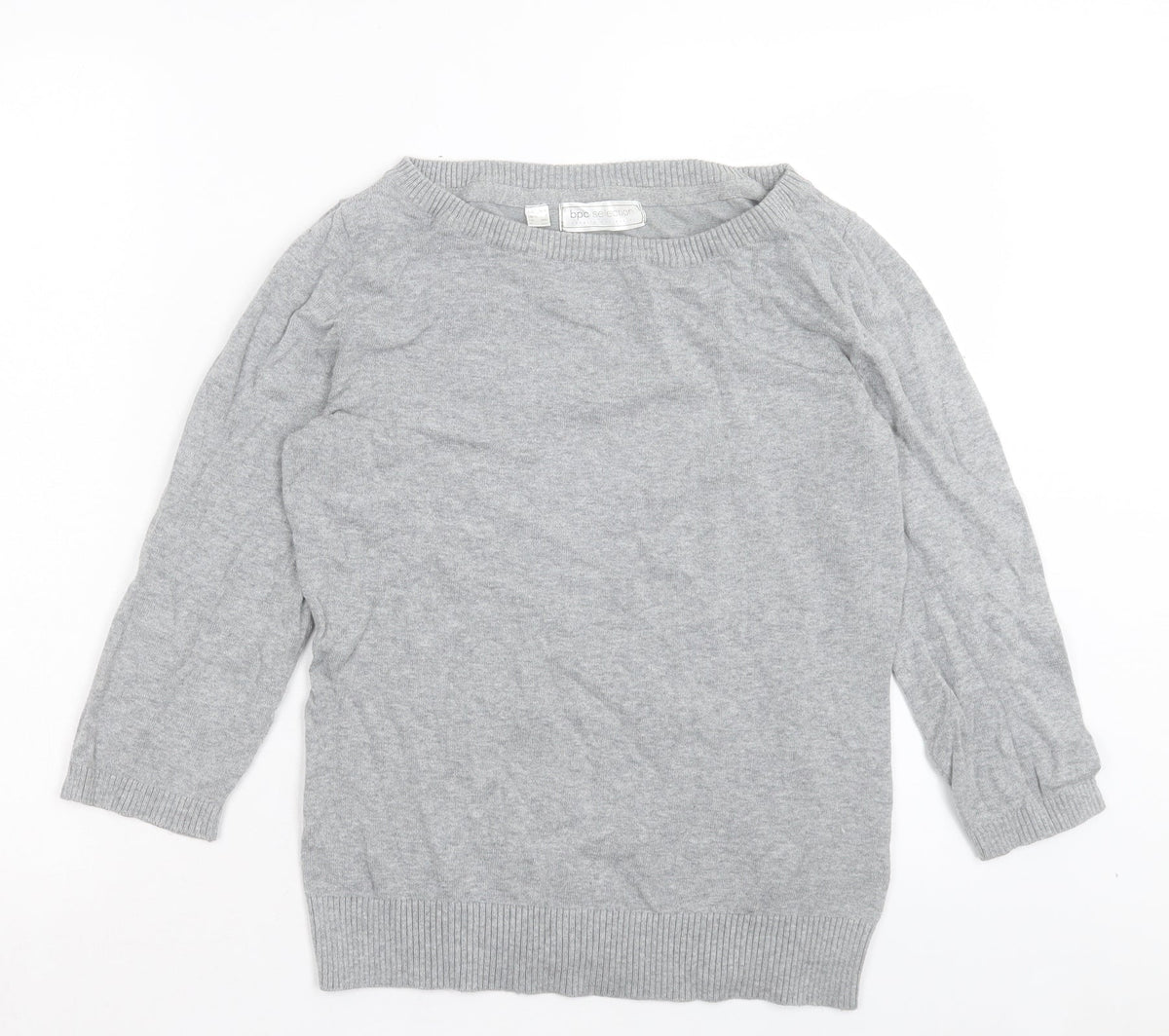 BPC Collection Womens Grey Boat Neck Cotton Pullover Jumper Size S