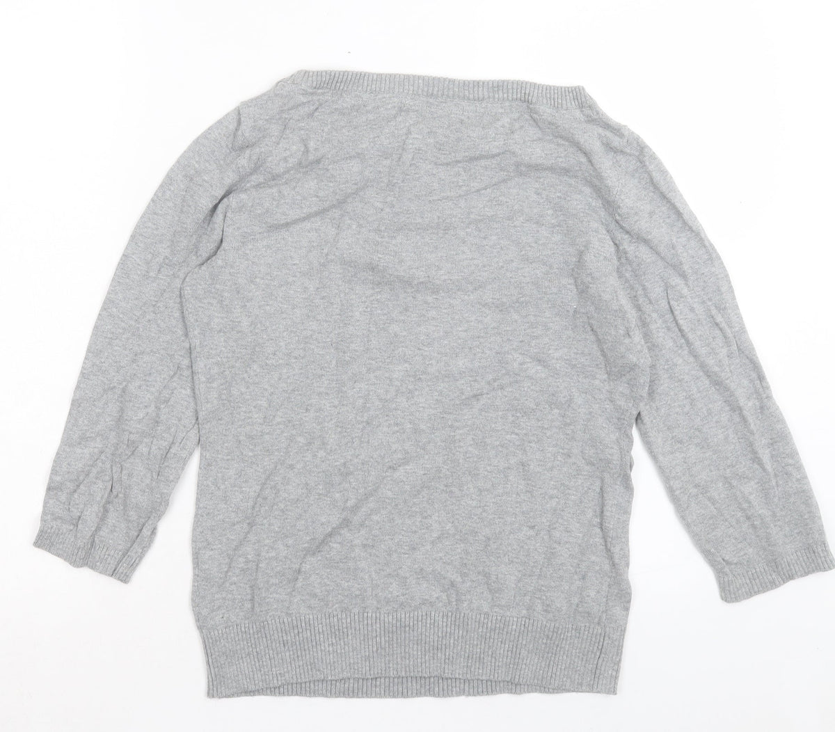 BPC Collection Womens Grey Boat Neck Cotton Pullover Jumper Size S
