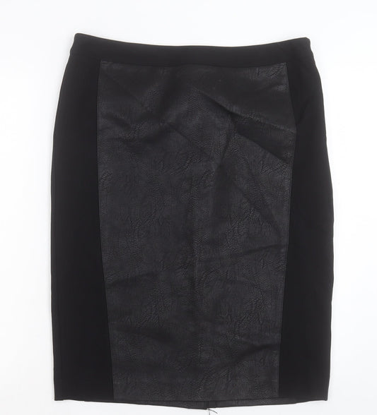 Matalan Womens Black Polyurethane Straight & Pencil Skirt Size 16 Zip