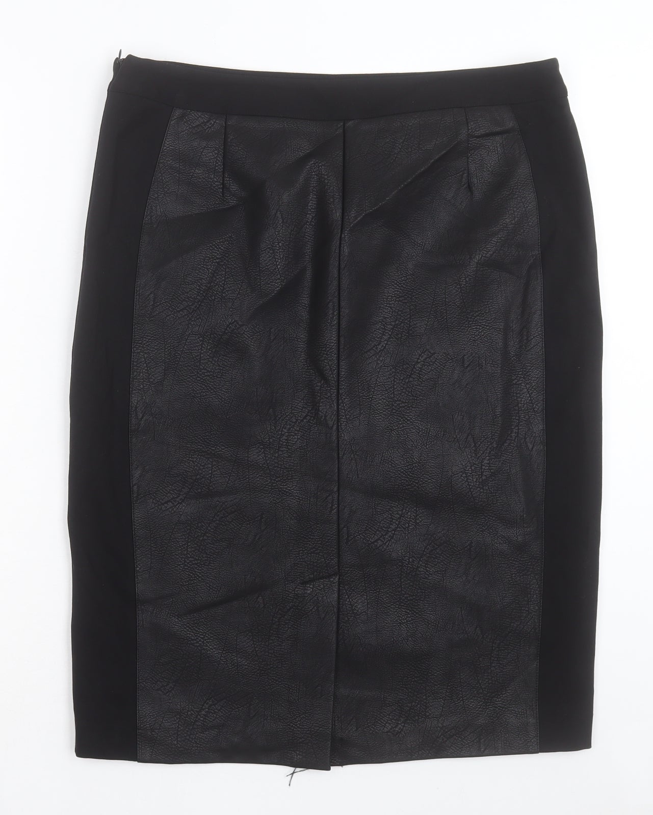 Matalan Womens Black Polyurethane Straight & Pencil Skirt Size 16 Zip