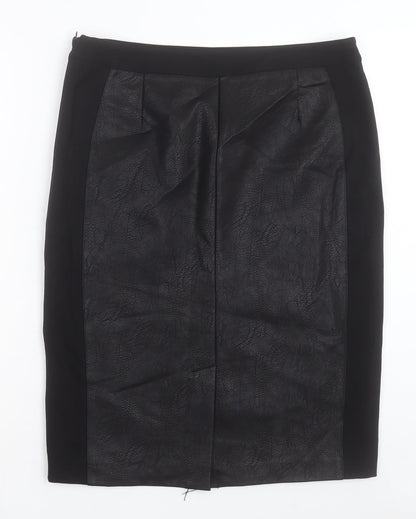 Matalan Womens Black Polyurethane Straight & Pencil Skirt Size 16 Zip