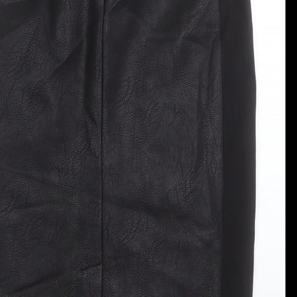 Matalan Womens Black Polyurethane Straight & Pencil Skirt Size 16 Zip