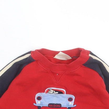 Momy Mouse Boys Red Cotton Pullover Jumper Size 3-6 Months Pullover - My First Sports Car