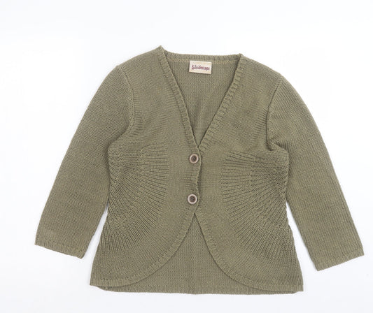 Kaleidoscope Womens Green V-Neck Acrylic Cardigan Jumper Size 12