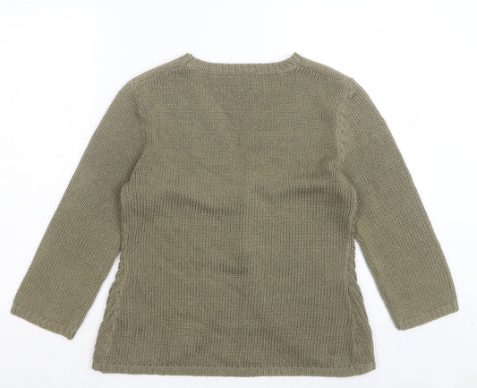 Kaleidoscope Womens Green V-Neck Acrylic Cardigan Jumper Size 12