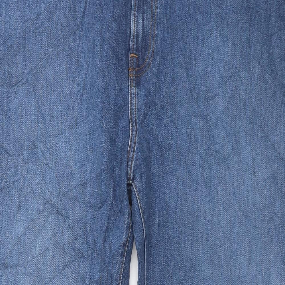Marks and Spencer Mens Blue Cotton Straight Jeans Size 44 in L29 in Regular Button - Short Leg