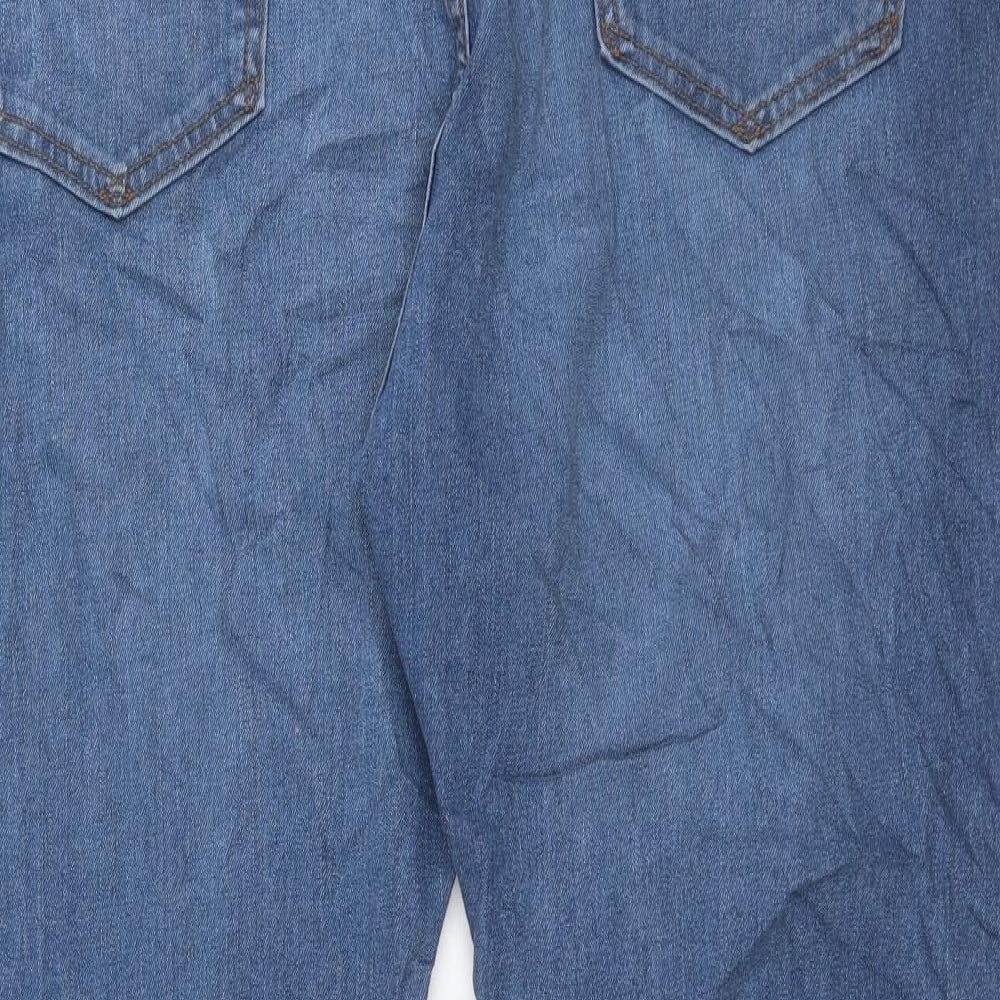 Marks and Spencer Mens Blue Cotton Straight Jeans Size 44 in L29 in Regular Button - Short Leg