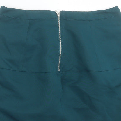 Barkins Womens Green Polyester A-Line Skirt Size 10 Zip