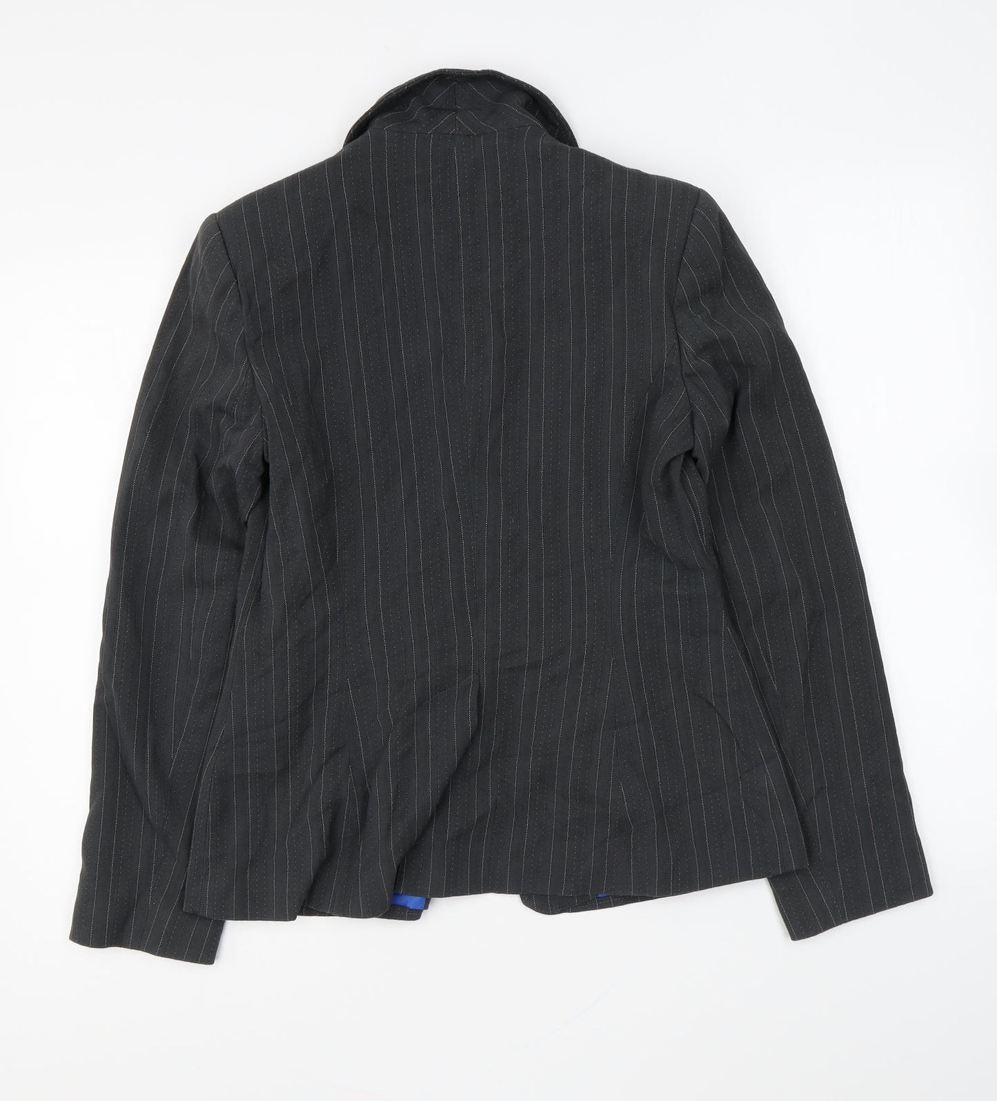 Essential Womens Grey Striped Jacket Blazer Size 10 Button