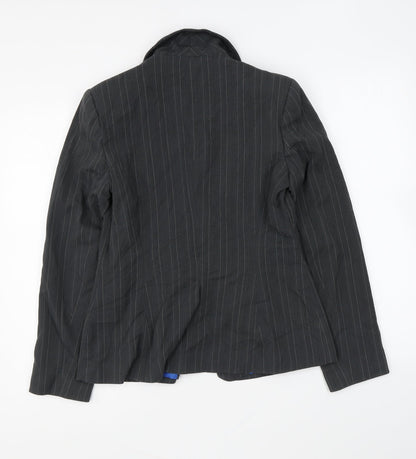 Essential Womens Grey Striped Jacket Blazer Size 10 Button