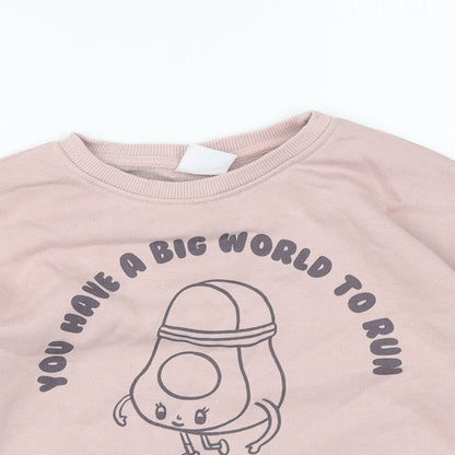Zara Womens Pink Polyester Pullover Sweatshirt Size 4 Pullover - You Have A Big World To Run