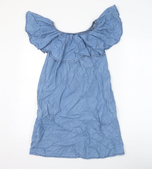 Primark Womens Blue Cotton Shift Size 8 Round Neck Pullover