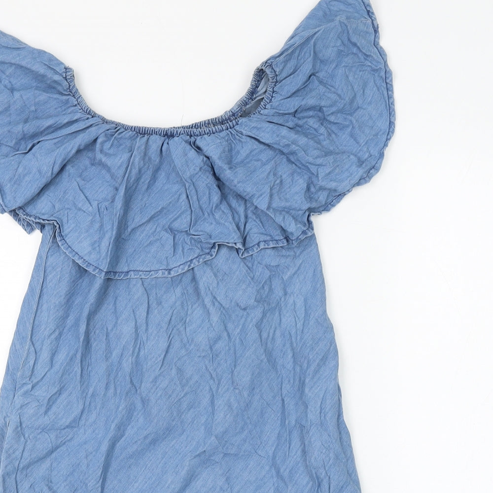 Primark Womens Blue Cotton Shift Size 8 Round Neck Pullover