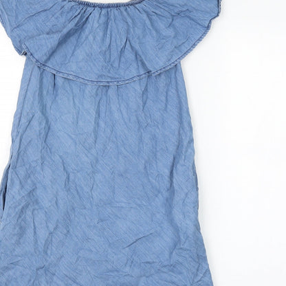 Primark Womens Blue Cotton Shift Size 8 Round Neck Pullover