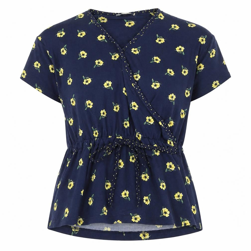 Womens UK Size 12 Warehouse Blue Wrap Blouse