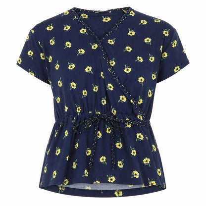 Womens UK Size 12 Warehouse Blue Wrap Blouse
