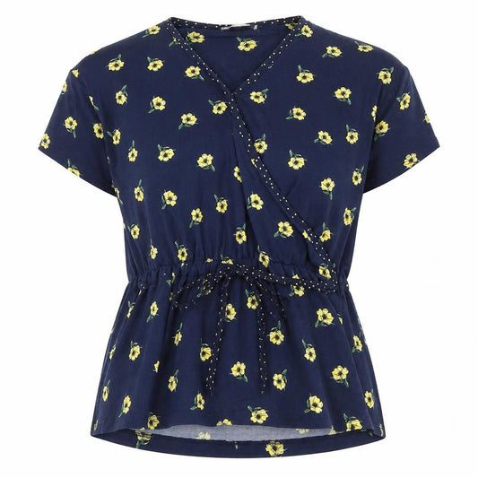 Womens UK Size 12 Warehouse Blue Wrap Blouse