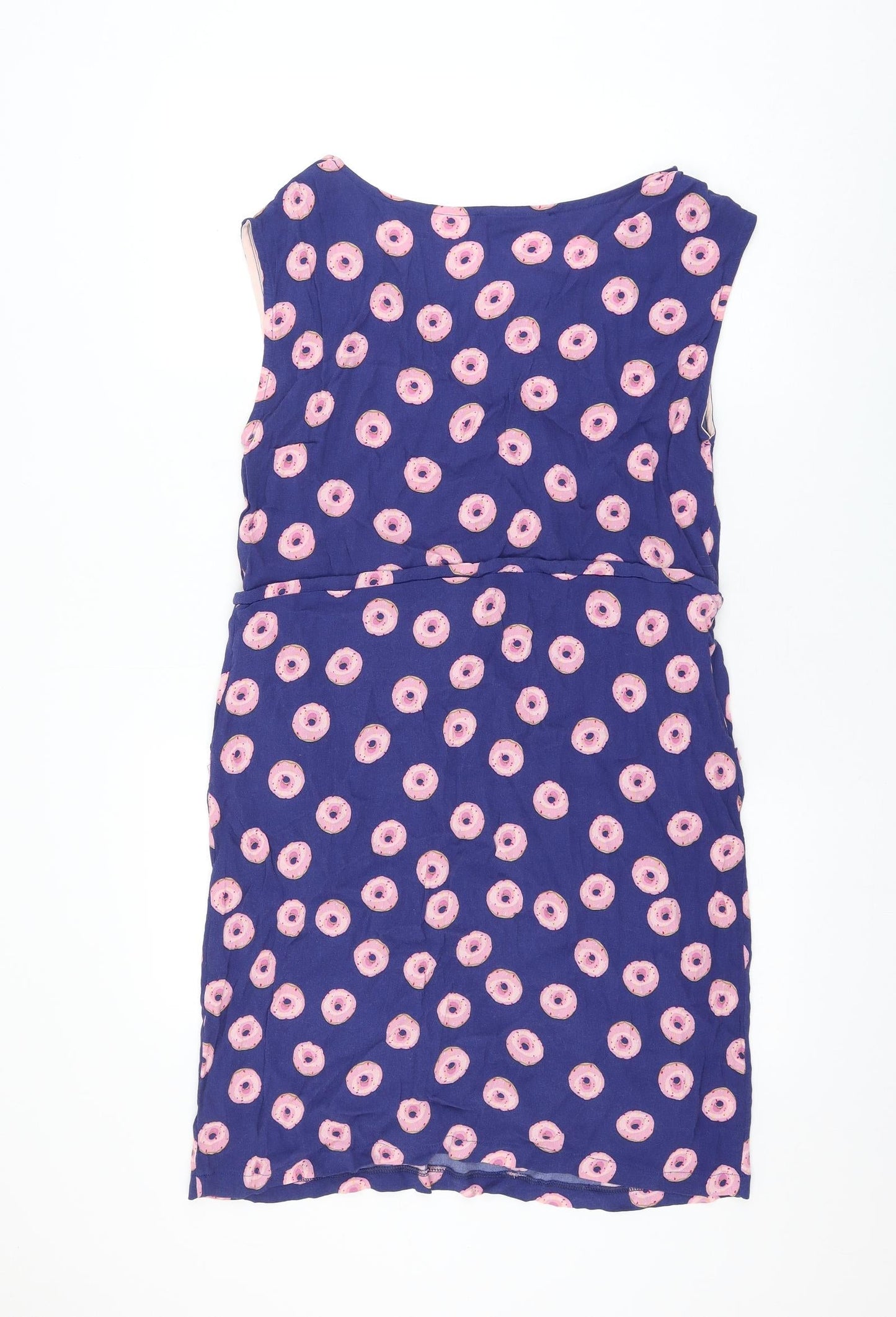 Luur Womens Blue Geometric Polyester Shift Size 14 Round Neck Pullover - Doughnut