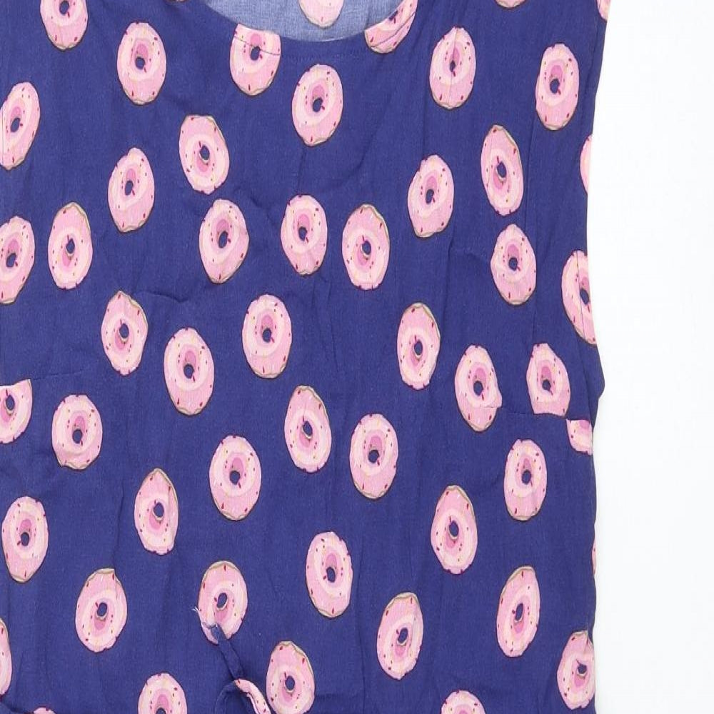 Luur Womens Blue Geometric Polyester Shift Size 14 Round Neck Pullover - Doughnut