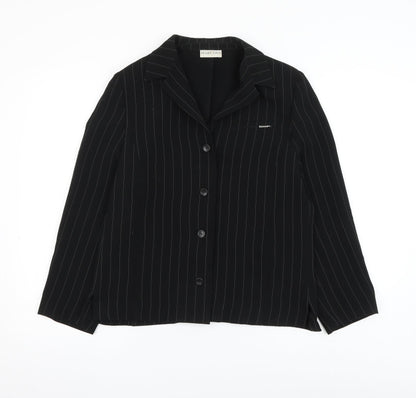 Marcona Womens Black Striped Jacket Blazer Size 10 Button
