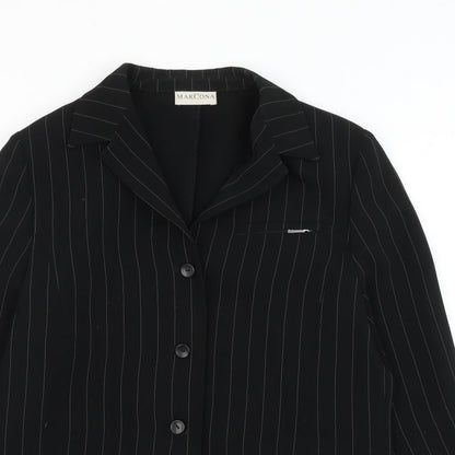 Marcona Womens Black Striped Jacket Blazer Size 10 Button
