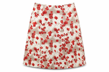 EWM Womens Brown Floral Polyester A-Line Skirt Size 30 in