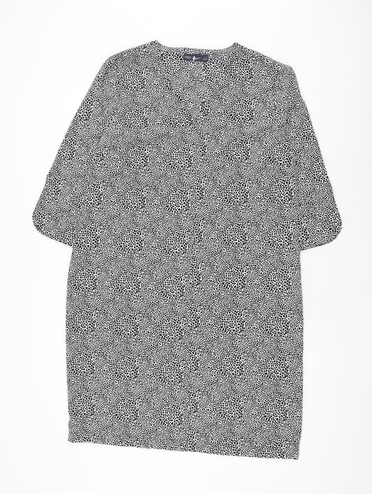 Marks and Spencer Womens White Animal Print Polyester Shift Size 12 V-Neck Pullover