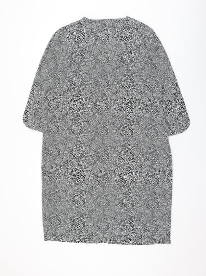 Marks and Spencer Womens White Animal Print Polyester Shift Size 12 V-Neck Pullover