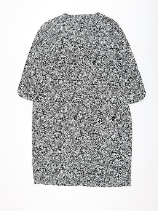 Marks and Spencer Womens White Animal Print Polyester Shift Size 12 V-Neck Pullover