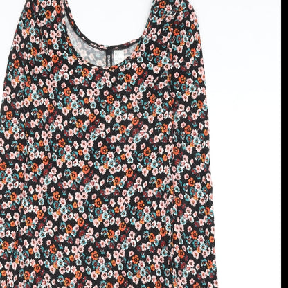 H&M Womens Blue Floral Viscose Pencil Dress Size 8 Scoop Neck Pullover