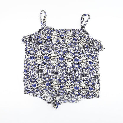 George Womens Multicoloured Geometric Viscose Basic Tank Size 16 Round Neck - Knot Front