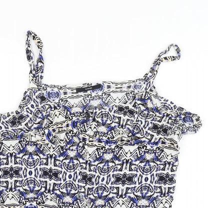 George Womens Multicoloured Geometric Viscose Basic Tank Size 16 Round Neck - Knot Front