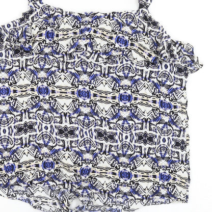 George Womens Multicoloured Geometric Viscose Basic Tank Size 16 Round Neck - Knot Front