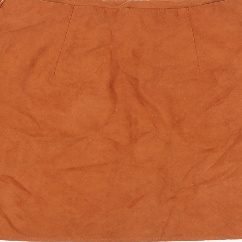 Atmosphere Womens Orange Polyester Mini Skirt Size 10 Zip