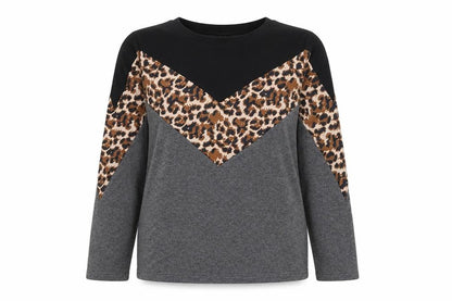 SheIn Womens Grey Colourblock Cotton Pullover Sweatshirt Size M Pullover - Leopard Print