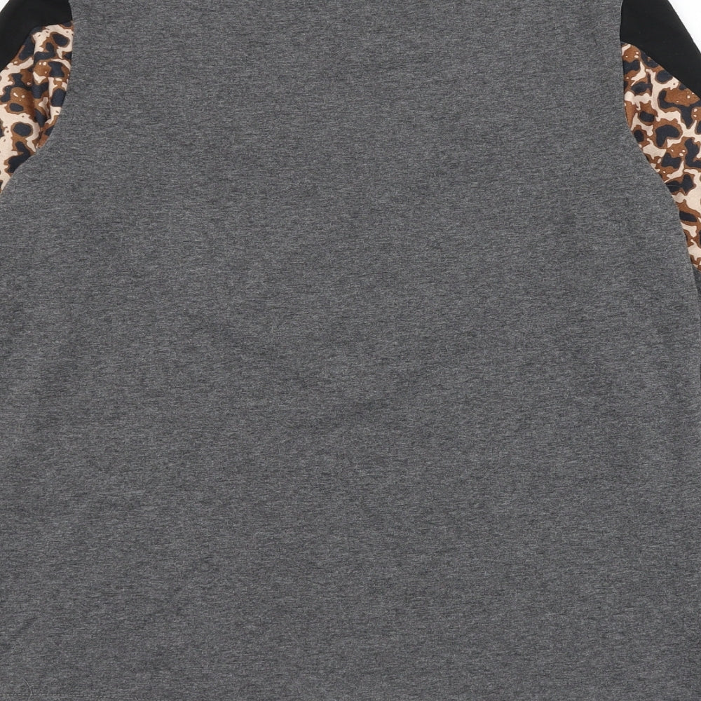 SheIn Womens Grey Colourblock Cotton Pullover Sweatshirt Size M Pullover - Leopard Print