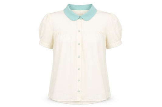 Darimeya Womens Ivory Polyester Basic Button-Up Size S Collared