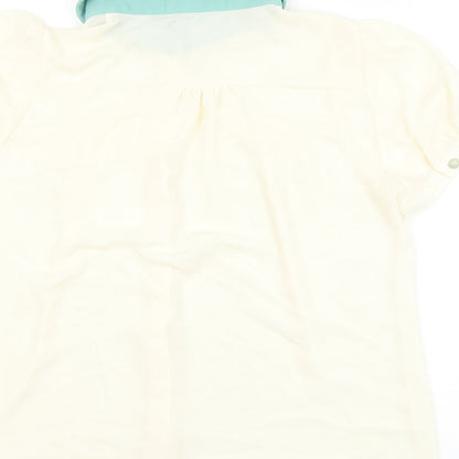 Darimeya Womens Ivory Polyester Basic Button-Up Size S Collared