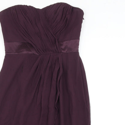 Coast Womens Purple Silk Mini Size 10 Off the Shoulder Zip